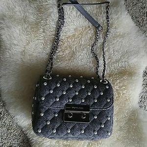 Michael Kors gray quilted purse with pearls